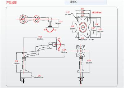 China DC2-A580 12'' - 27'' Screen Black Aluminum Computer Arm 100 X 100 VESA for sale