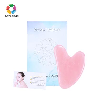 China Custom Engraved Gua Sha Face/Body Massager Gua Sha Gua Sha Rose Quartz Jade Stone Gua Sha Massage Tip Scraping Tool for sale