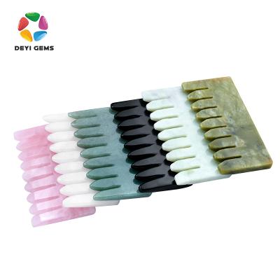 China Wholesale Face/Body Massager Gua sha 2020 rose quartz gua sha comb different jade stones gua sha comb for sale