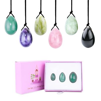 China China Jade Yoni Eggs Wholesale Rose Quartz Yoni Egg Set Natural Crystal Yoni Eggs for Kegel Exercise for sale