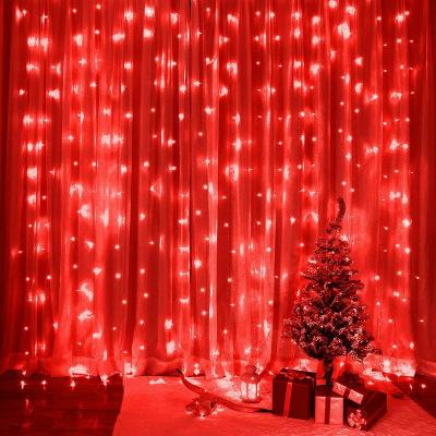 China Curtain Light 3M*3M USB Powered 8 Modes 300 Led Fairy Window Curtain String Light for sale