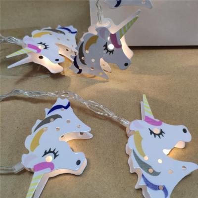 China Festival Decoration 10 Led Metal Unicorn String Lights Warm White LED Lights Christmas Halloween Wedding Decoration for sale