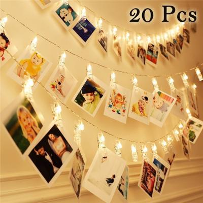 China String Light Wholesale 10Led 20Led 40Led Warm White Battery USB Power Led Photo Clip String Lights for sale