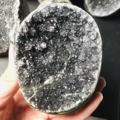 China Wholesale bulk high quality natural colored black geode freeform crystal cluster of amethyst from china for home decoration for sale