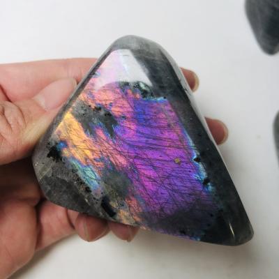 China China natural crystal small size purple pink blue fengshui colorful purple labradorite healing freeform crafts folk stone for gifts for sale