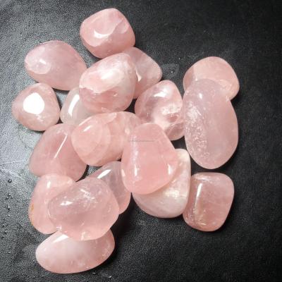 China China natural polished high quality rose quartz tumbled crystals feng shui chakra gemstones tumbled for gifts for sale