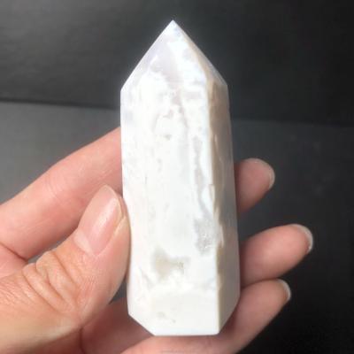 China Wholesale Natural White Druzy Healing Geode Tower China Quartz Agate Point Crystal Magic Wand For Decoration for sale