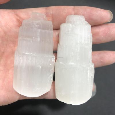 China Loose Natural Rough Small Size Raw Obelisk Stone Tower China Selenite Crystal Crafts For Decoration for sale