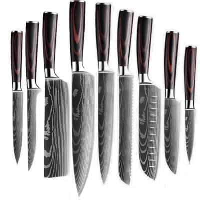 China Kitchen Stainless Steel Damascus Steel Kitchen Knife Set Viable Block Overall High Quality Kitchen Knife Set for sale