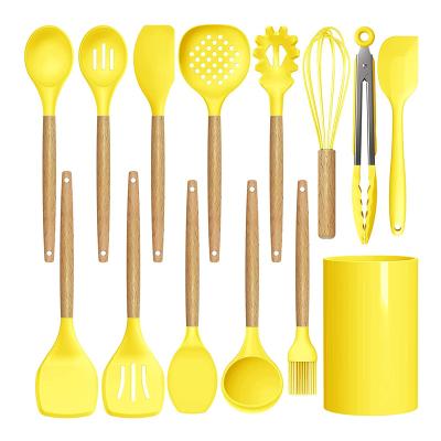 China Stocked Wholesale Price Kitchen Cookware Baking Tools Silicone Kitchen Cookware Set Colorful Kitchen Utensils for sale