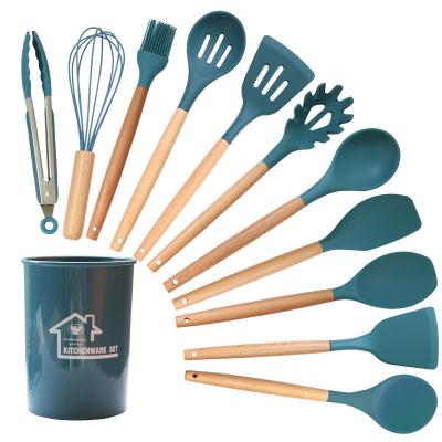 China Full Stocked Silicone Utensil Set Colorful Cooking Utensil Set Eco Biodegradable Camping Cooking Utensil Kit for sale