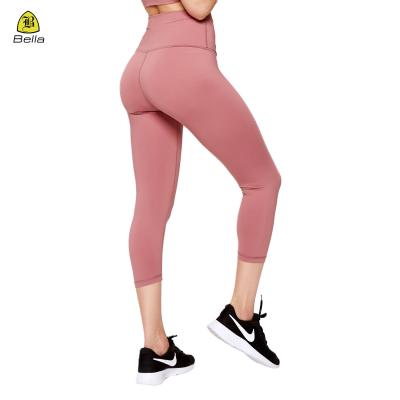 China Breathable High Waisted Active Wear Women Yoga Fitness Workout Gym Cropped Tights Capri Leggings for sale