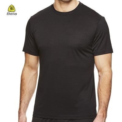 China Breathable Custom Fitness Plain Nylon Compression Black Nylon Mens Slim Fit T-Shirt for sale