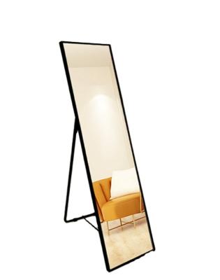 China Factory Direct Modern Black Metal Aluminum Alloy Framed Integral Floor Standing Mirror for sale