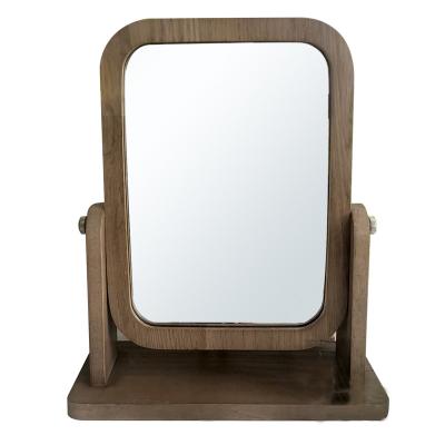 China Modern Good Quality Free Standing Cosmetic Oak Wooden Mirror Table Makeup Dressing Mirror for sale