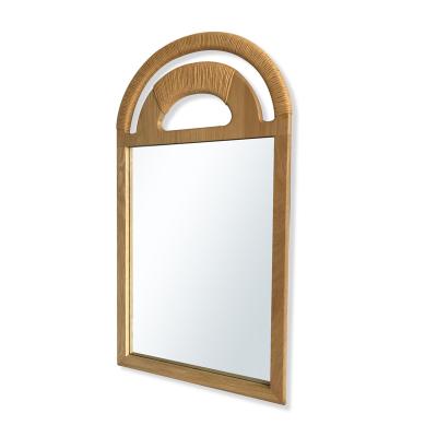 China New Design Modern Hot Sale Wholesale Oak Frame Modern Wall Paper Mirror Arch String Home Decoration for sale