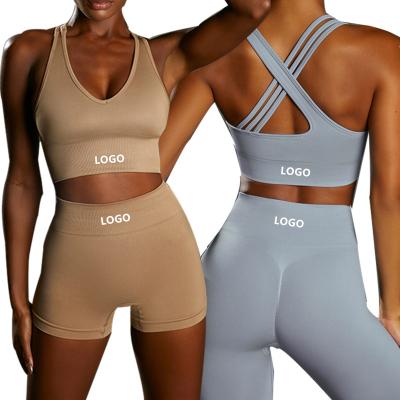 China Breathable summer sport suit for women fitness wear 2022 crack! crack! Seamless Booty Gym Shorts Workout Leggings Sports Bra Yoga Set 5 Pieces for sale