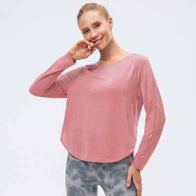 China Custom Women Breathable Long Sleeve Yoga Tops Sexy Quick Dry Sports Plus Size Casual Seamless Fitness Active Wear for sale