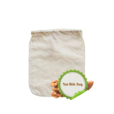 China Nut Milk Wholesale Organic Cotton Bag With Drawstring Muslin Bag For Hand Make Nut Milk à venda