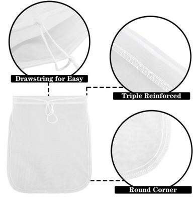 China Eco Friendly Commercial Gradefine Mesh Nylon Nut Milk Celery Juicing Drawstring Bag Nut Milk Bag for sale