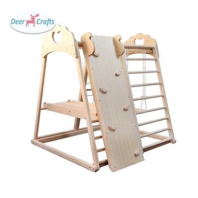 China High Quality Climbing Action Ability Kids Playground Climber Wooden Frame With Ladders DK08332 for sale