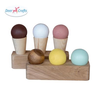 China New Kids Education Fun Wooden Ice Cream Pretend Role Play Toy Set For Children DD10369 for sale