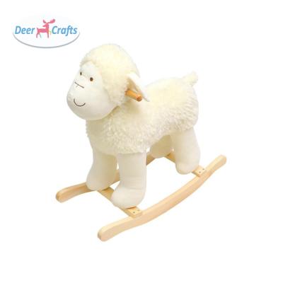 China For Kids Action Ability Sheep Toys Plush Rocking Horse Stuffed Animal Ride Rocking Chair For Children DD16150 for sale