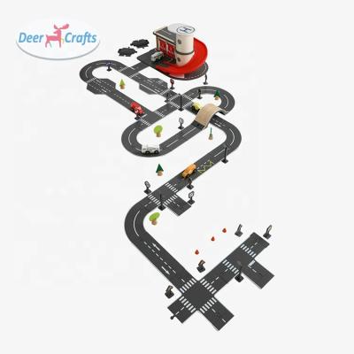 China Creative Wooden Toy New Slot and Signs Train Road Set Railway Toy For Children DC04213 for sale