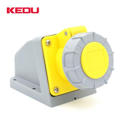 China KEDU IP67 16A 4h 110V 3 Pin Industrial Wall Mounted Socket Outlet for sale