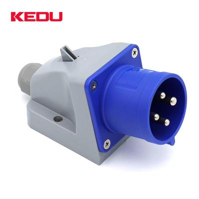 China KEDU IP44 4 Pins 16A 32A 230V Industrial Wall Mounted Electrical Sockets And Outlet for sale