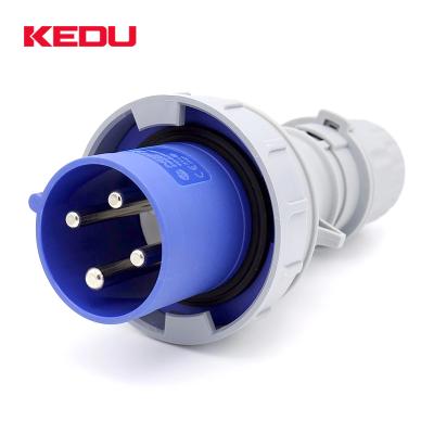 China KEDU 220v 32amp industrial three phase industrial plugs and sockets for sale