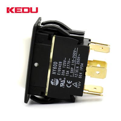 China KEDU ON ON DPDT Momentary White Color 3 Way Rocker Switch With UL TUV CE Approval HY60D HY60D for sale