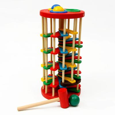 China Parent Children Wholesale Early Educational Wooden Ball Learning Resources Baby Pounding Toys for sale