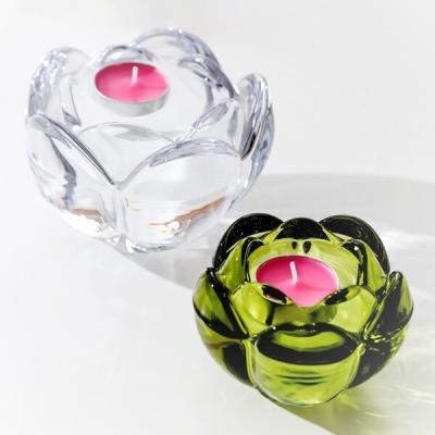 China Votive Tealight Loodvrije de Kaarshouders van Lotus Flower Clear Crystal Glass Te koop