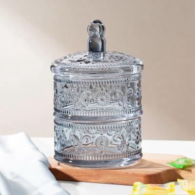 Китай Закоптелый Apothecary 2 ярусов Stackable стеклянный раздражает 7,68 дюйма для печенья конфеты продается