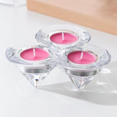 Chine Bougeoir en forme de cône triangulaire de trio en verre de bougeoirs triples de Tealight à vendre