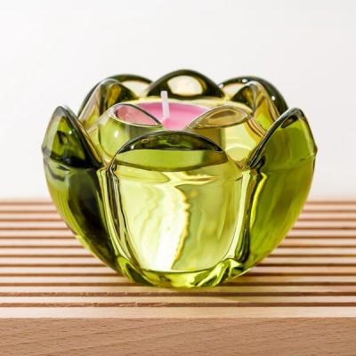 China Lotus Tealight Votive Color Glass-Kerzen-Halter-Maschine drückte 7cm Höhe zu verkaufen