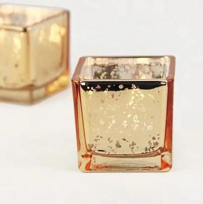 中国 Votive Colorful Tea Light Holders Square Mercury Colored Tea Light Candle Holders 販売のため