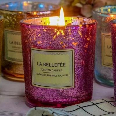 Chine bougeoir de verre Mercury Pillar Scented Candle Stand de couleur de 200ml 350ml à vendre