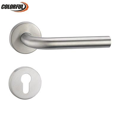 China Modern Custom Single Bend Lock Stainless Steel Lever Door Handle for sale