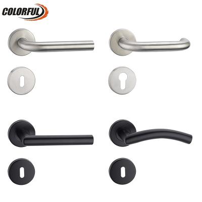 China OEM Modern Classic Stainless Steel U Shape Interior Door Custom Lever Handle On Rose for sale