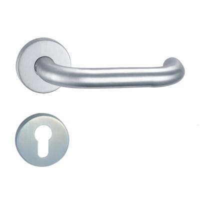 China Modern Zamac Die Cast Glossy Chrome EU Style Stainless Steel Door Lever Pull Handle On Rose for sale