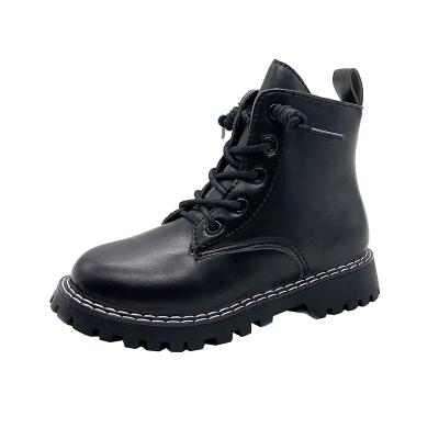 China Kids Disposable Girls Winter Black Booties Lace Up Side Zipper Kids Boots Shoes Sepatu Anak-anak Boot for sale