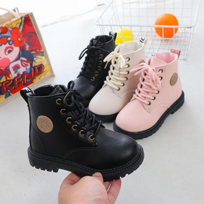 China 2021 New Fashion Anti-slippery Kids PU Leather Waterproof Winter Kids Snow Shoes Martin Boots For Girls for sale