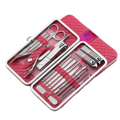 China Flexible 18 Pcs/Set Pro Full Exercise Manicure Tools Kit Pedicure Kit Folder Face Care Foot Care Manicure Set Nail Clipper With Travel Case for sale