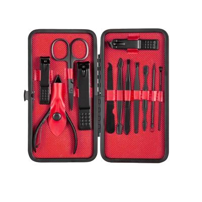 China Realong 12PCS Flexible Stainless Steel Manicure Cuticle Pedicure Prep Grooming Makeup Kit and Black Red Manicure Man Set for Women for sale