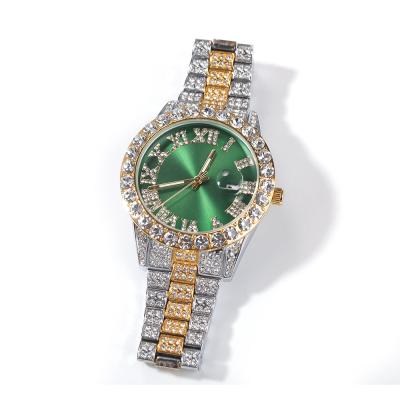 China Hot Selling Diamond Iced Out Waterproof Mens Wrist Inlaid Quartz Watches Auto Date Wholesale for sale