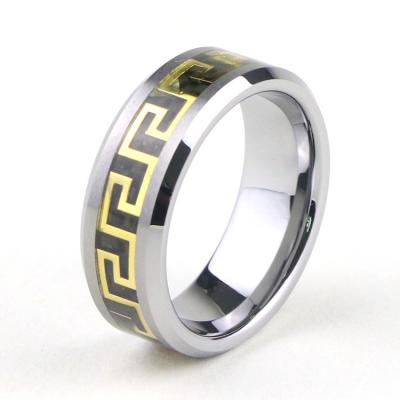 China CLASSIC Bevel Edge Mens Greek Key Tungsten Wedding Rings Size 5 To 15 for sale