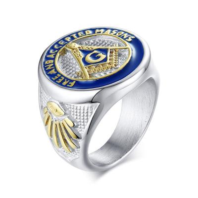 China Religious Custom Stainless Steel Casting Wholesale Cheap Masonic Rings Men for sale