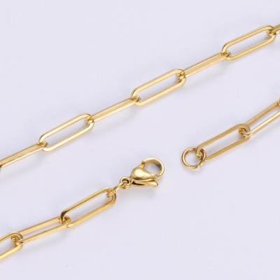 China FASHIONABLE Choker Necklace Stainless Steel Thin 18k Gold Plated Paperclip Chain for sale